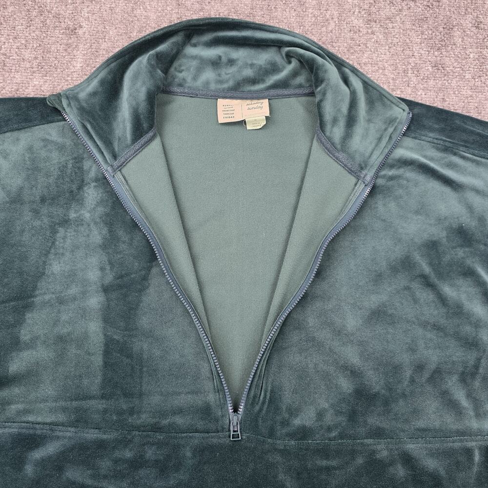 Anthropologie Sweater Dress Womens Medium Green Velour Saturday Sunday 1/4 Zip - Picture 13 of 16